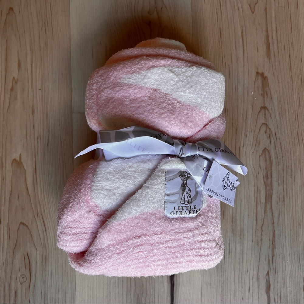 Little Giraffe Pink and White Baby Blanket NWT